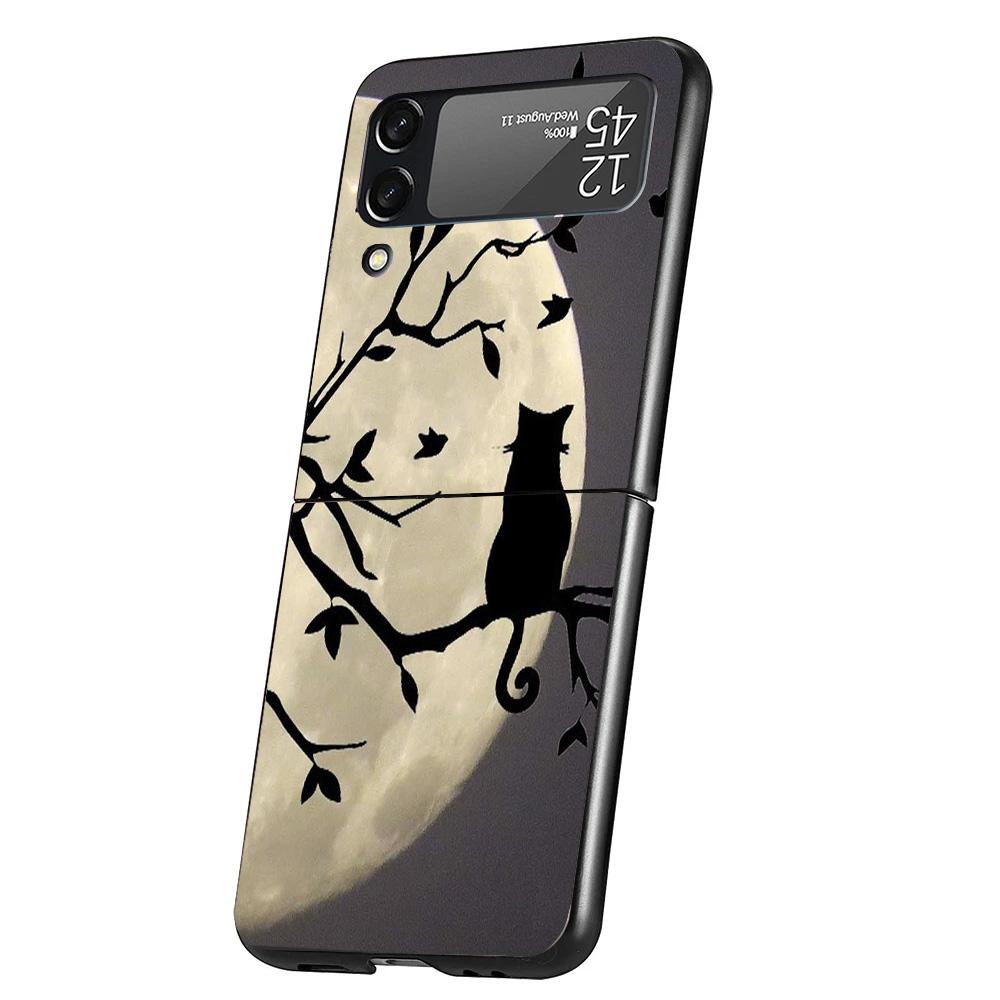 Black Cat Cartoon Cute Cover Phone Case For Samsung Galaxy Z Flip 7 6 5 4 3 5G Flip7 Flip6 Flip5 Flip4 Flip3 Black Fundas Shell