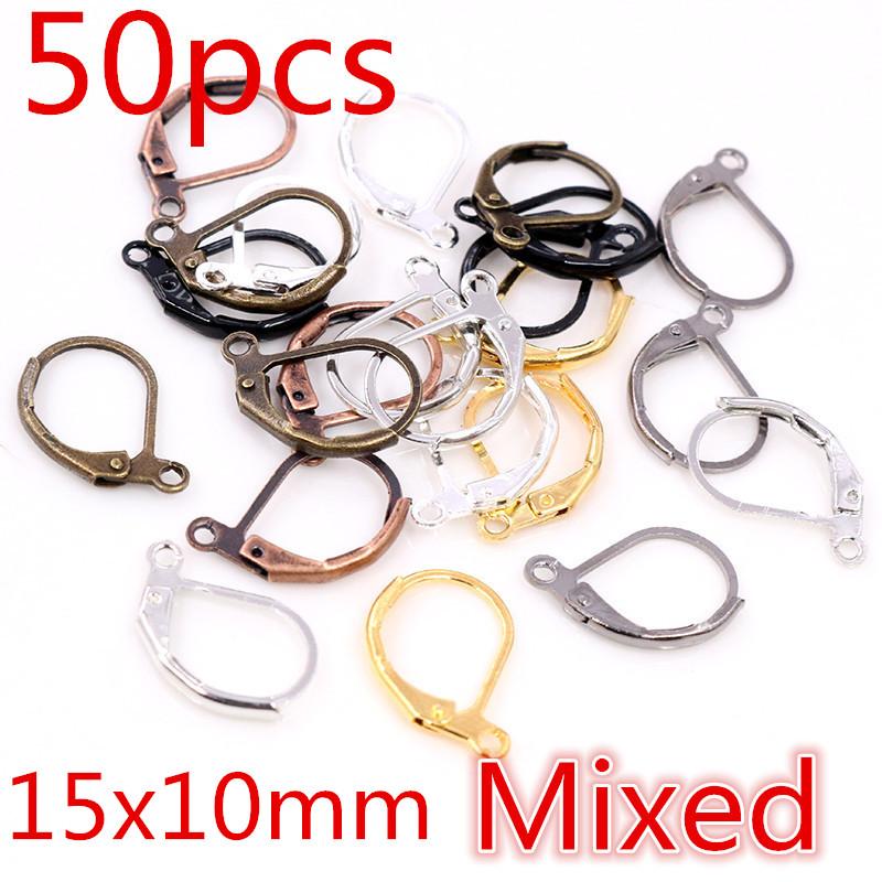 30-50pcs Fashion Bronze Rhodium Gold Silver Plated French Earring Hooks Wire Settings DIY Jewelry Making Findings Accessories
