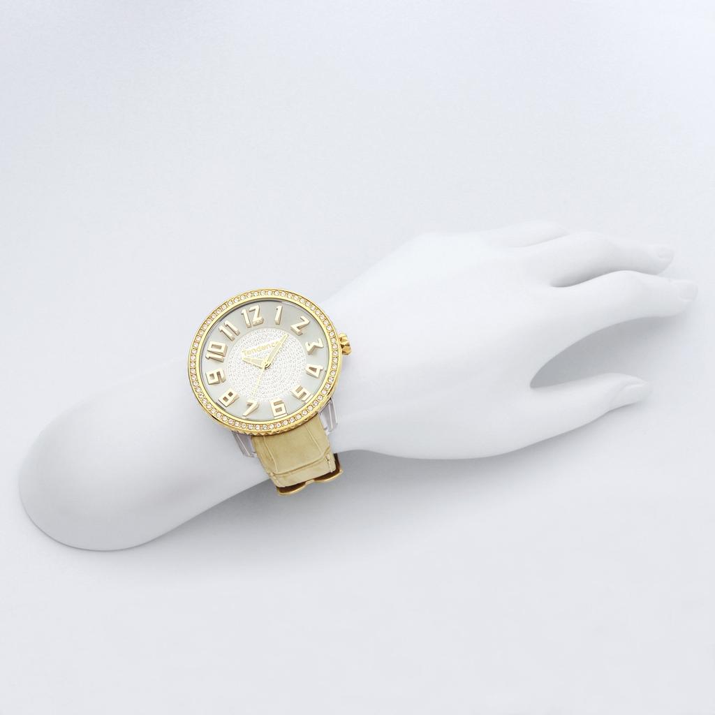 Watch Glam White Dial Polycarbonate Mineral Glass Quartz Watch TY430143 Beige [Tendence] 48.5MM Women's [Item]