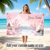 Floral Garden Theme Soft Beach Towel Personalized Custom Name Text Towel Portable for Beach Pool Travel