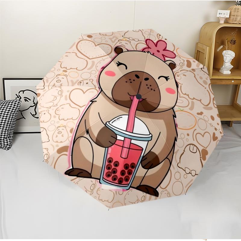 Kapibara Fashionable Automatic Opening/Closing Folding Umbrella. Portable and Foldable, Ideal for Gift, Travel, and Daily Use.