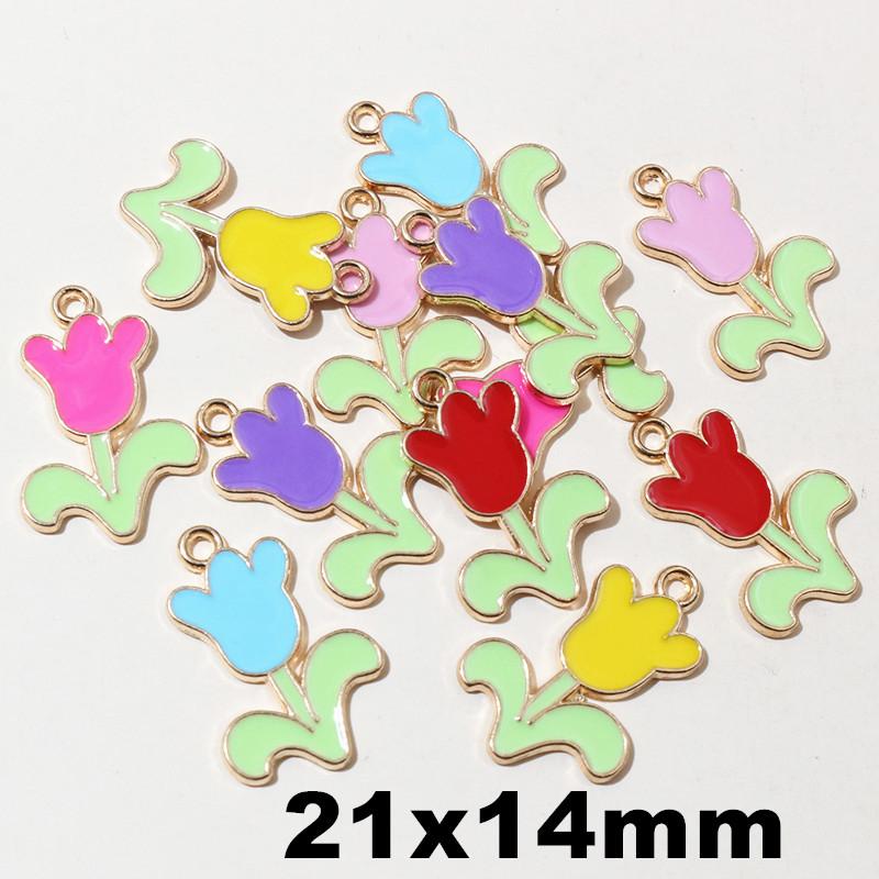 20pcs 17x14mm Flower Charms Pendant Enamel Alloy Small Cute Flower Charms DIY Jewelry Accessories Findings for Necklace Earrings