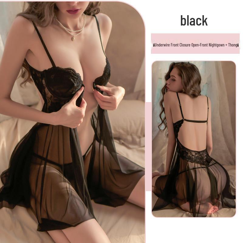 Atmosphere Luxury Lace Nightgown with Underwire and Tie, Exuding Pure Desire and Elegance