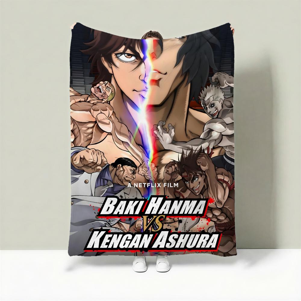 Anime B-Baki Hanma Throw Lightweight 240g Flannel Blanket Soft Skin-friendly for Summer Cooling