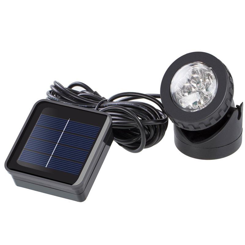 Solar 6-LED Underwater Low Voltage Landscape Spotlight for Fish Tanks - White Light, Single/Double Head. Small Solar Panel - 1 Head белый