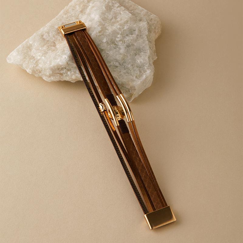 Vintage Rhinestone Braided Leather Bracelet for Women Bohemian Multilayer Wrap Wide Bracelets Party Jewelry Gifts