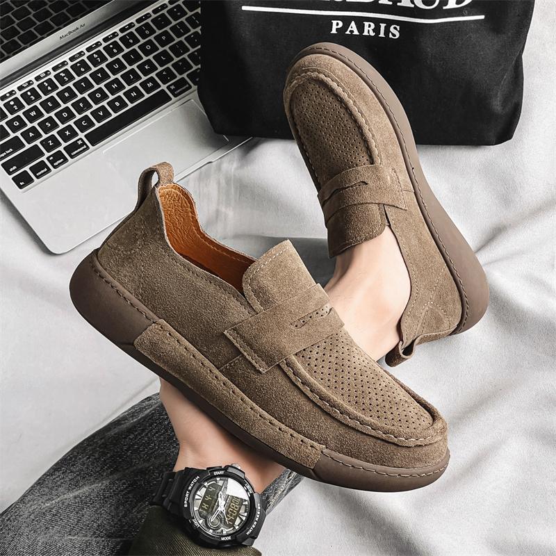 2024 г. Мужские повседневные дышащие туфли из натуральной кожи с ручной строчкой — фото 6