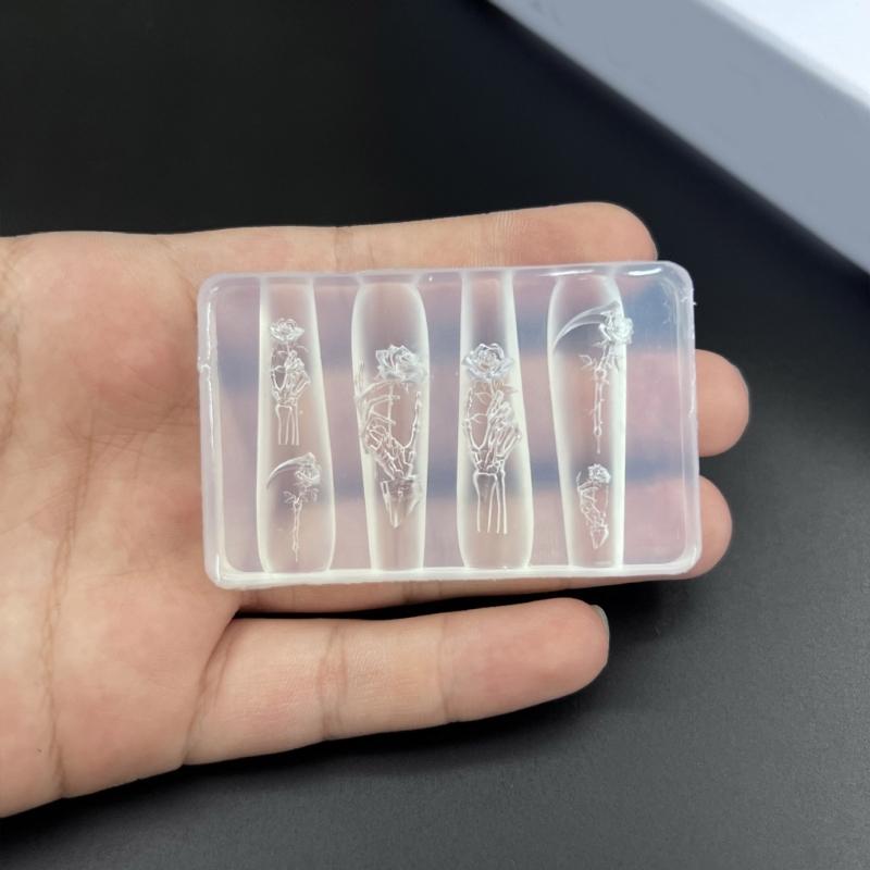 Flexible Silicone Nail Art Mold Creative Charm Design Reusable Manicure Accessories Easy Clean Home Salon Use