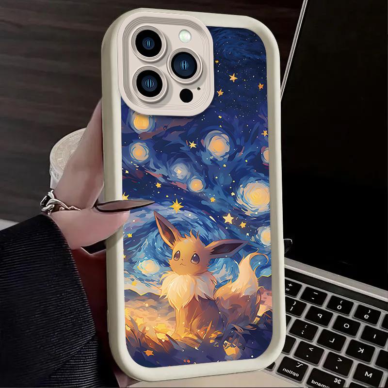 Lovely P-Pokemon Starry Sky Case for IPhone 17 Air 16 16E 15 14 13 12 11 Pro Max X XS X S Max XR SE 2020 SE4 7 8 Soft Back Cover