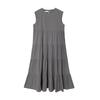 Patchwork Solid Color Long Skirt Sleeveless Commuter Crew Neck Dress