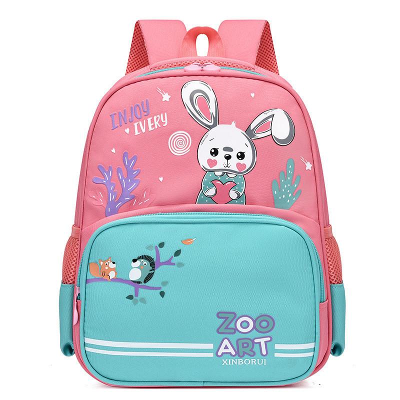 

Fashionable Large Capacity Kids Backpack With Cute Animal Patterns For Boys And Girls Green Pink Bunny