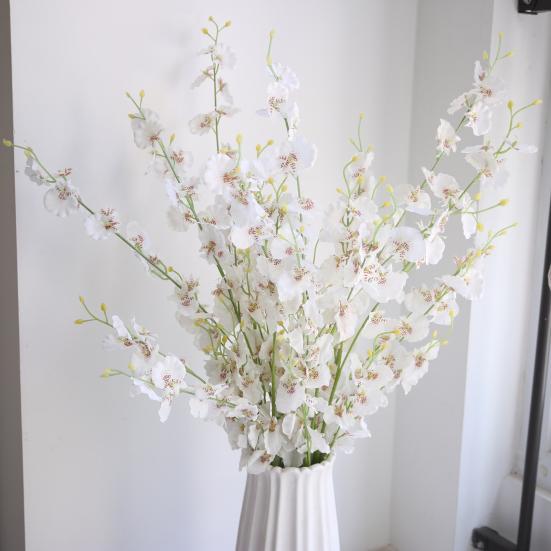 Faux Silk Oncidium Orchid Realistic Fake Dancing-Doll Orchids with Bendable Stems Maintenance-Free Artificial Flowers for Vase Home Party Wedding