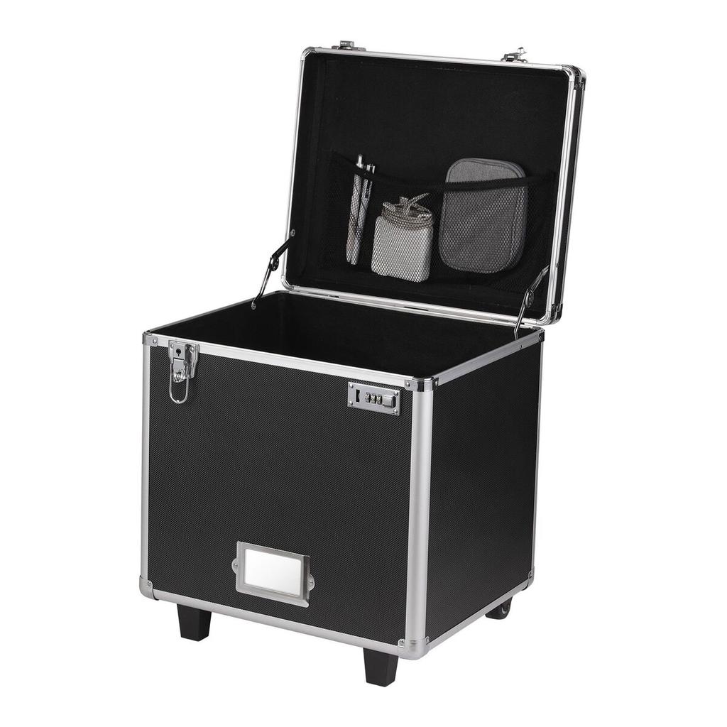 Portable File Storage Box, 395 X 320 X 380 Mm Internal Chest Size, Locking Mobile Business Case with Telescopic Handle, Hand Pull File Case for Office