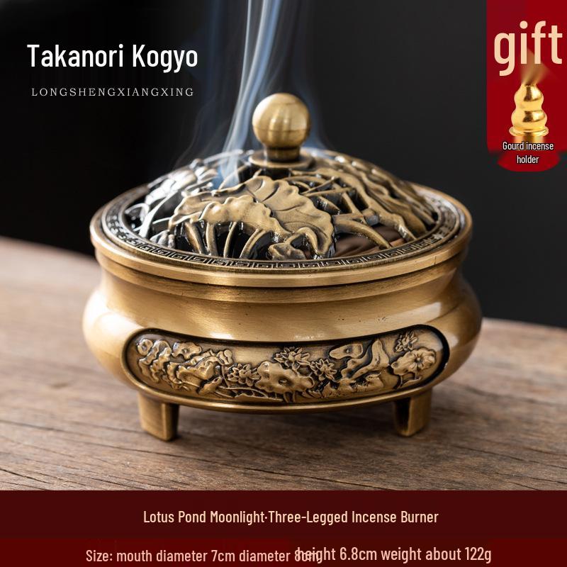 Antique Bronze Incense Burner for Indoor Use - Three-Legged Chinese Zen Aloeswood & Sandalwood Burner for Tea Ceremony & Aromatherapy.