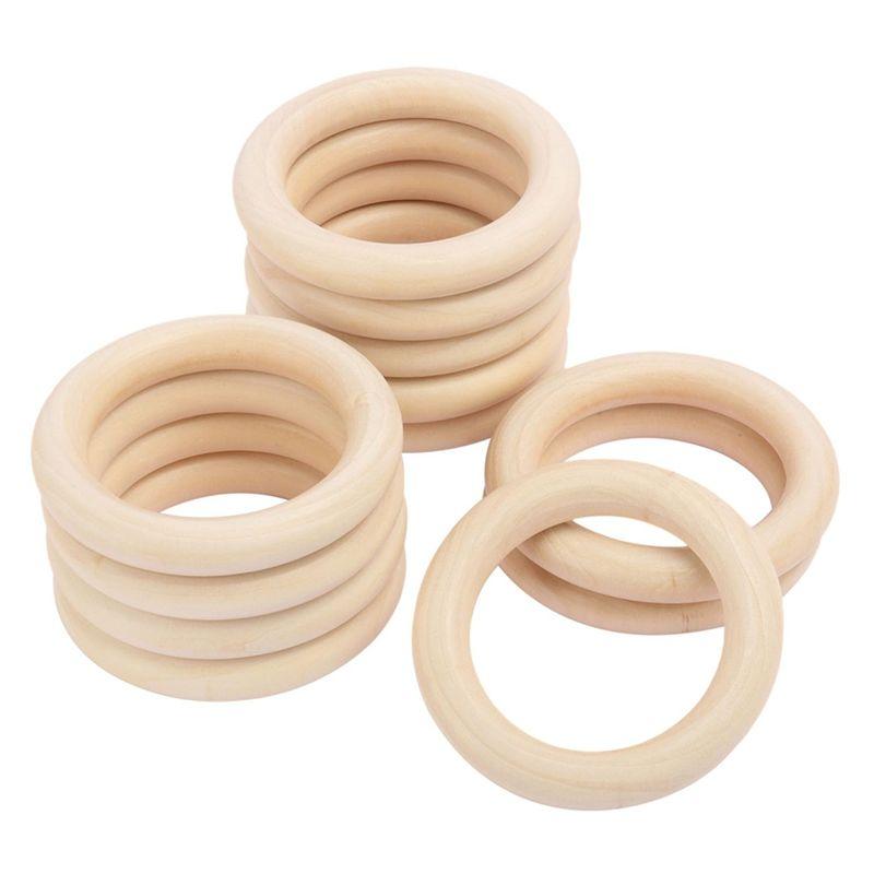 Feb.30 Pack Unfinished Wooden Rings Natural 4 Inch Wood Craft Rings For DIY Crafts, Jewelry Making, Macrame & Home Decor