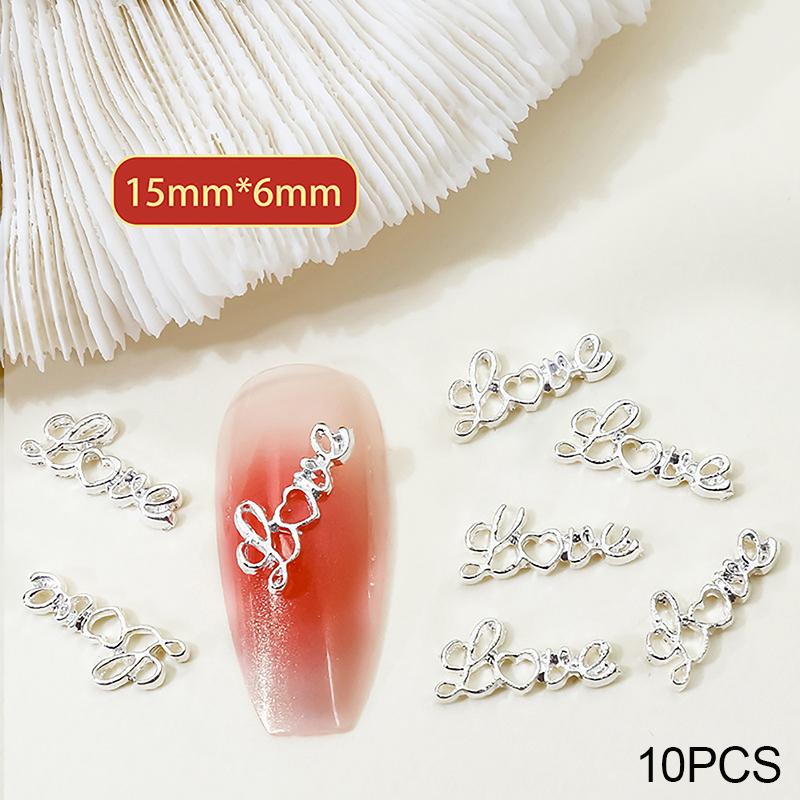 

10Pcs Metal Love English Letter Nail Art Charms Accessories Supplies Nails Decoration Product Parts Manicure Decor Materials срібний