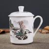 Jingdezhen Bone China keramiske store kopper med lokk drikkekar Porselenskrus møtegave Kontorkrus ca 500ml