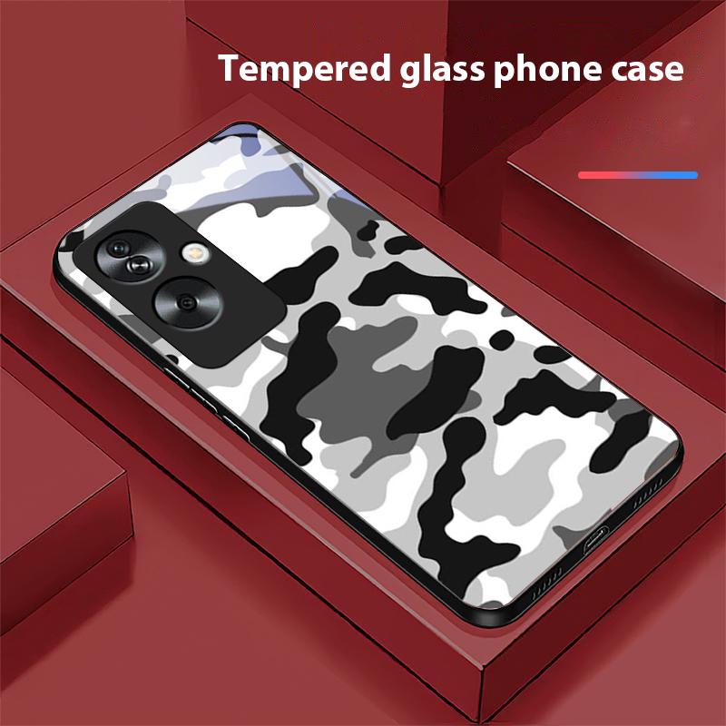 

Камуфляжный синий для Oppo A79 5G 58 78 74 60 4G Reno 11F Realme GT 6 11 Note 50 10 C55 X2 Закаленное стекло Черный чехол для телефона For OPPO A60 4G
