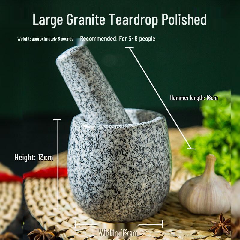 Large Polished Granite Mortar and Pestle