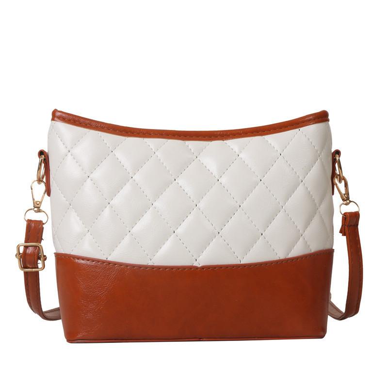 

New Arrival Fall Winter Season Versatile Diamond Plaid Shoulder Crossbody Bag Women Chic Color Block Square Bag коричневий