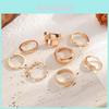 Geometric Metal Ring Set For Women With Electroplated Finish For Fashionable Summer Wear