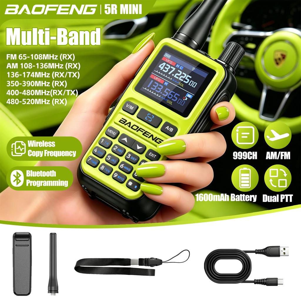Baofeng 5Rmini Walkie-Talkie Bluetooth Programming Aviation Receiver Dual PTT Transmitter Key Outdoor Travel Baofeng Handheld RA