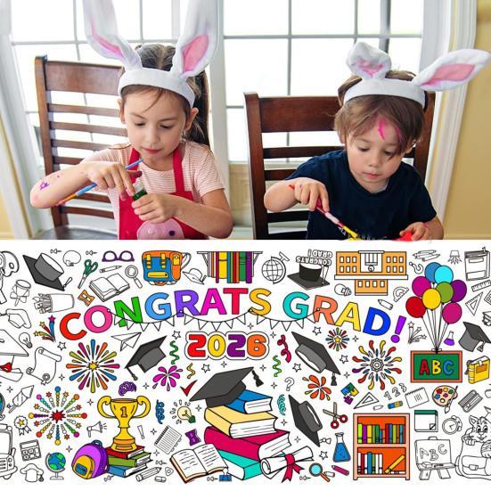 72 X 30 Inch Giant Graduation Coloring Poster Large Congrats Graduation Coloring Tablecloth for
