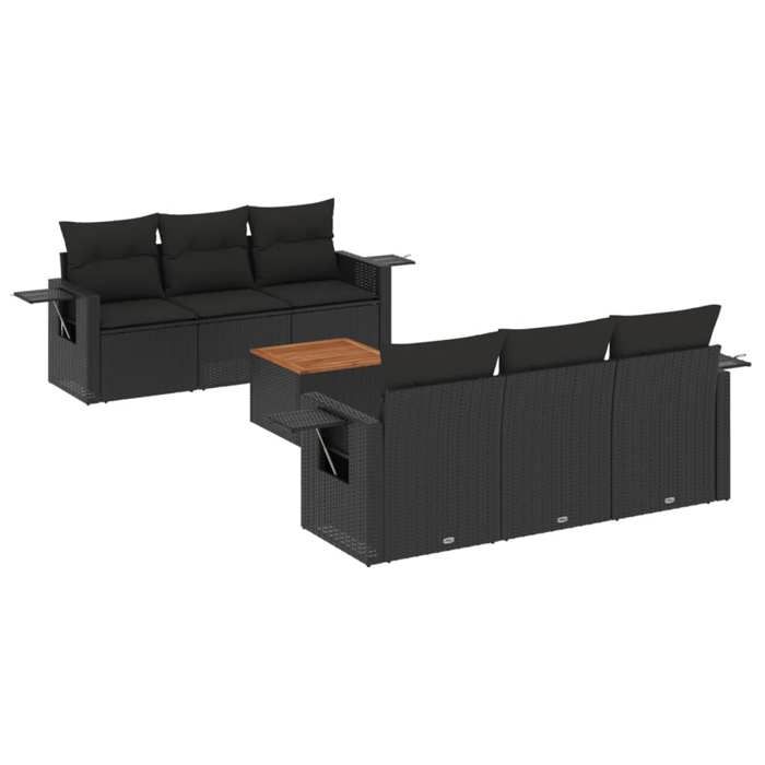 VidaXL Garden Lounge Set with Cushions 7 Pcs, Patio Sofas, Patio Furniture Set, Outdoor Furniture, Black 3224452