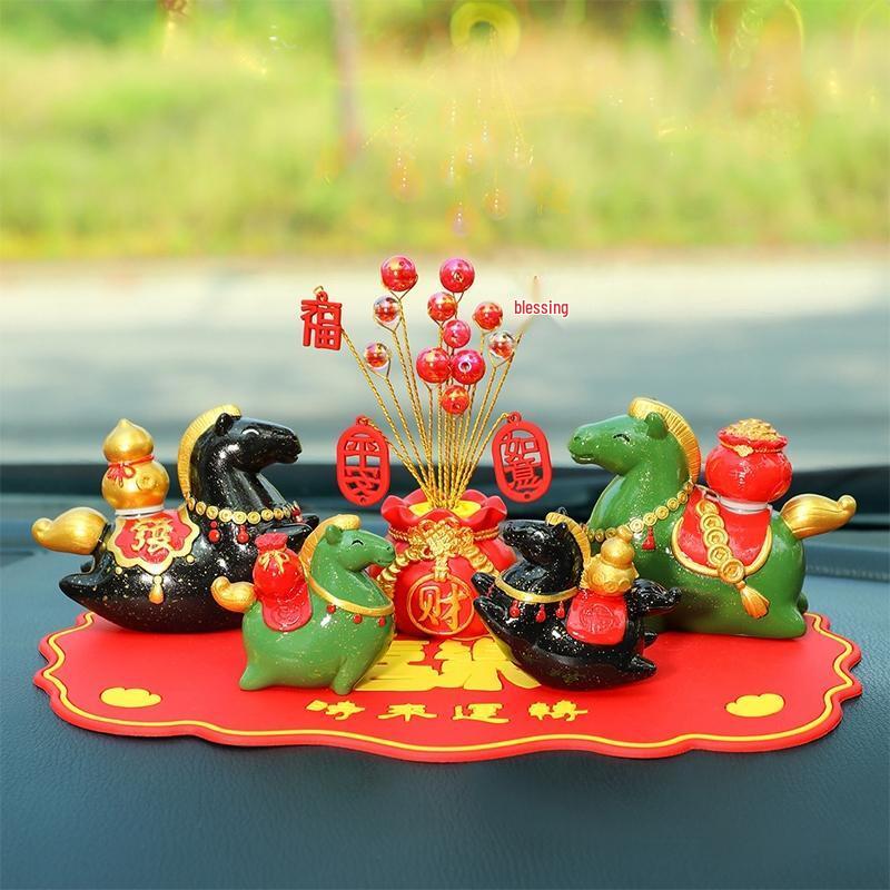 Zodiac Horse Car Dashboard Ornament Set