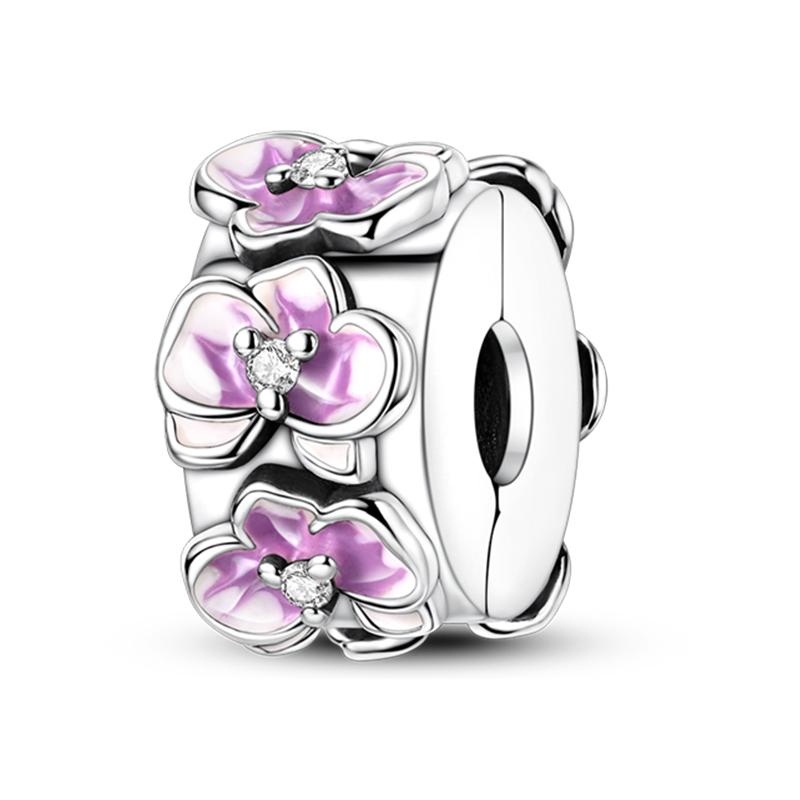 Original Copper Clip Charm Inlaid Zircon Cat Butterfly Charm Silicone Spacer Beads For Women Bracelet Diy Jewelry