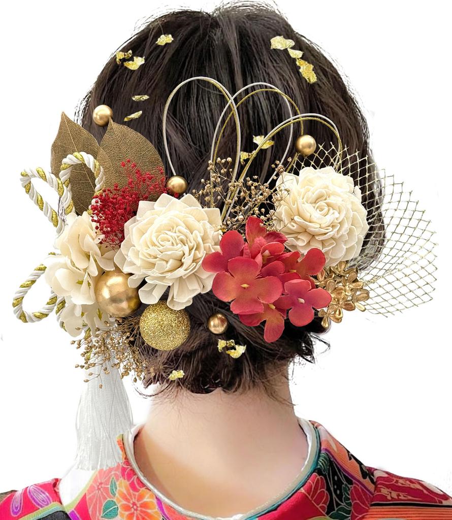 Baramoly Hair Japanese Clothing Graduation Preserved Net with Dedicated G2002 Ornament, Coming-of-Age Ceremony, Accessory, Ceremony, Wedding, Kimono,