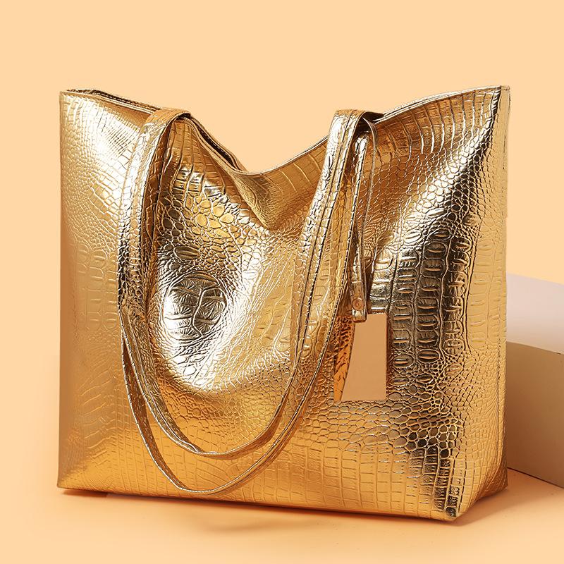 Crocodile Pattern Bag, Women's Large-capacity Retro Handbag, Underarm Bag, Tote Bag