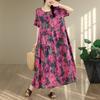 DIMANAF New 2026 Sundress Women Plus Size Summer Casual Print Long Dress Oversize Cotton Loose Maxi Floral Beach Holiday