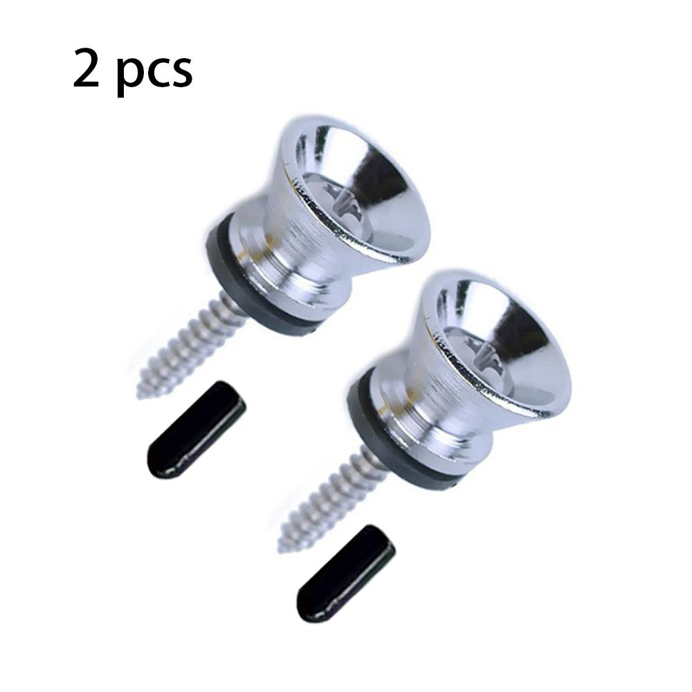 2Pcs Guitar Strap Locks End Pins Tail Nail Lock Button Pegs Screw Flat Head for Acoustic Classical Electric Guitar Bass Ukulele