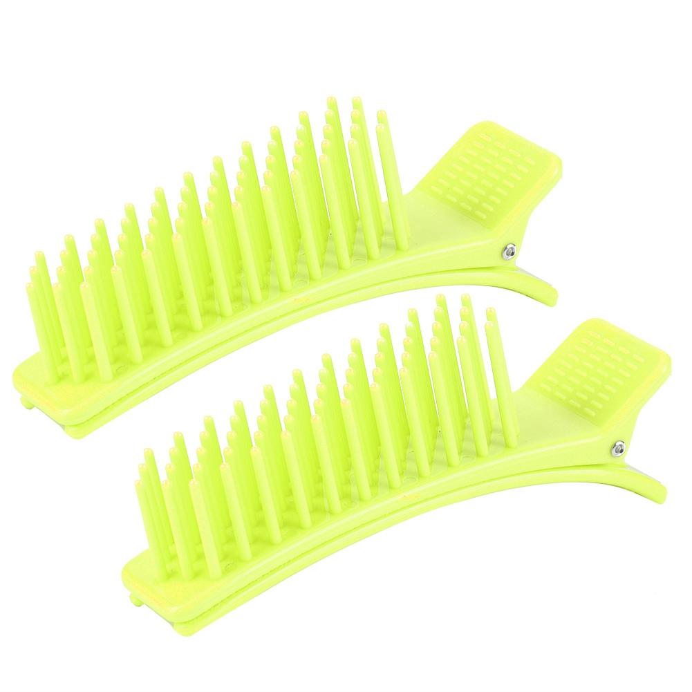 2Pcs Hair Styling Clip Barber Sectioning Hairpin Partition Clip Hairgrip Fluorescent Green