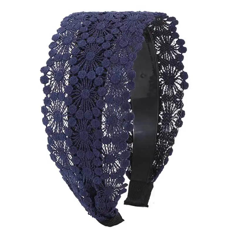 Bentișă de Dantelă Lată cu Margine Diademă Păr Sparge Floarea Soarelui cu Dinți Bandă Anti-alunecare Modă Accesorii Păr pentru Femei