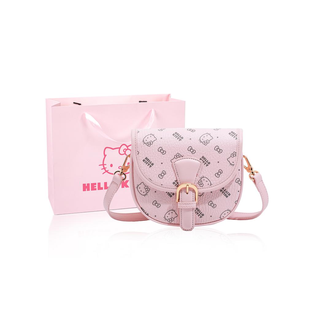 New Sanrio Hello Kitty PU Saddle Bag, Shoulder Bag, Crossbody Bag Regular Women's Pink/Brown/Milk Tea SHHF41516