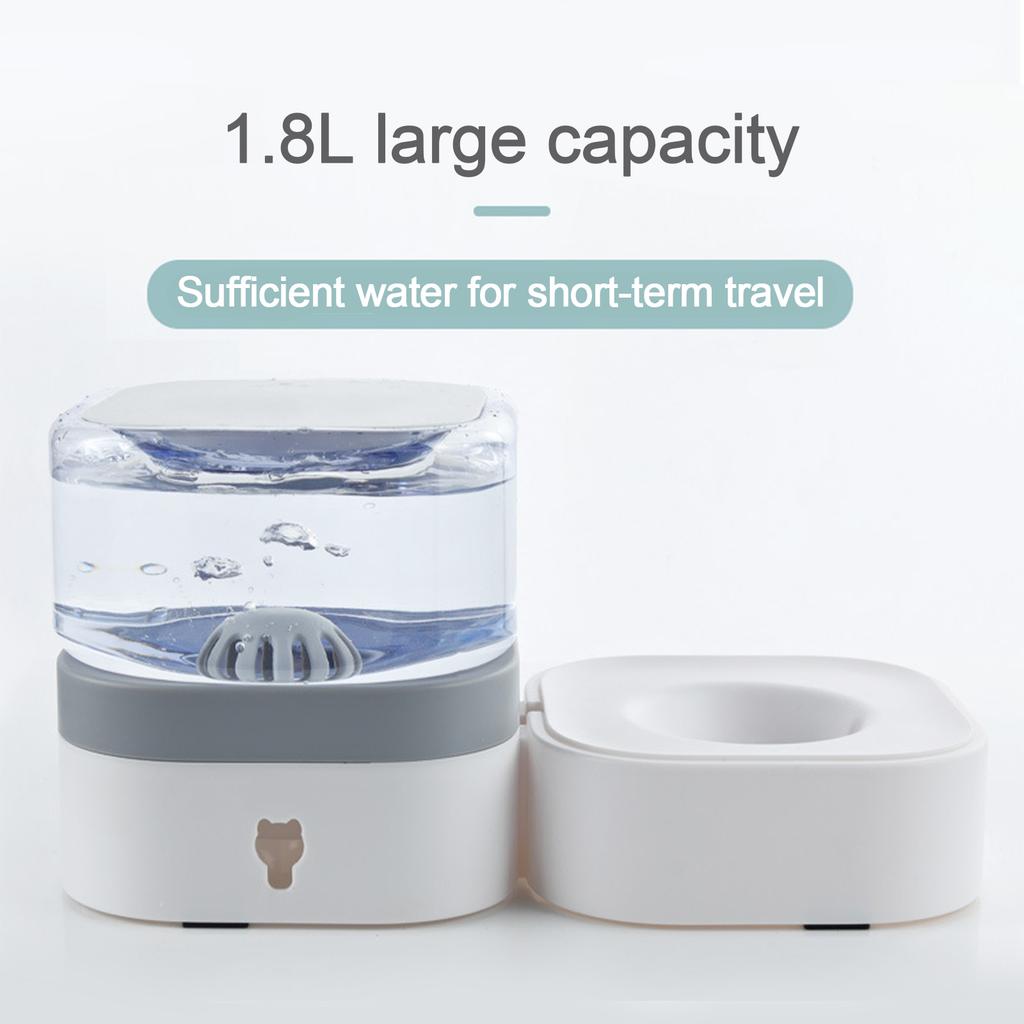 Automatischer Hunde Katzen Futterautomat Wasserspender Futterspender 2 Haustierfutternäpfe für Hund Welpe Kätzchen Grün und Grau