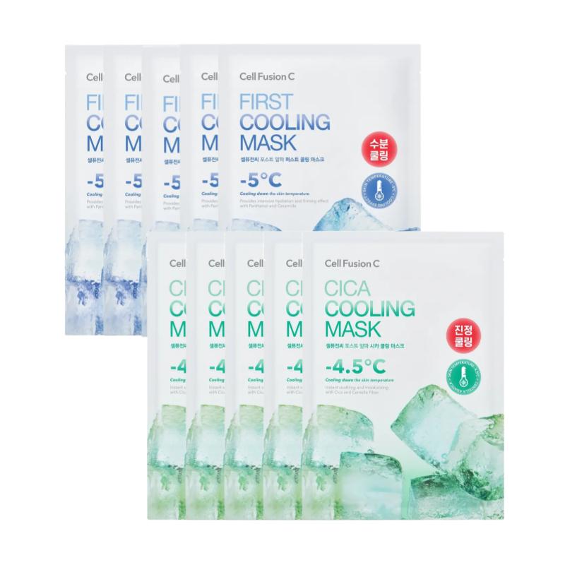 

Cell Fusion C Cooling Mask Special Set | First Cooling (5 Sheets) + Cica Cooling (5 Sheets) | 10 Sheets Bundle Pack