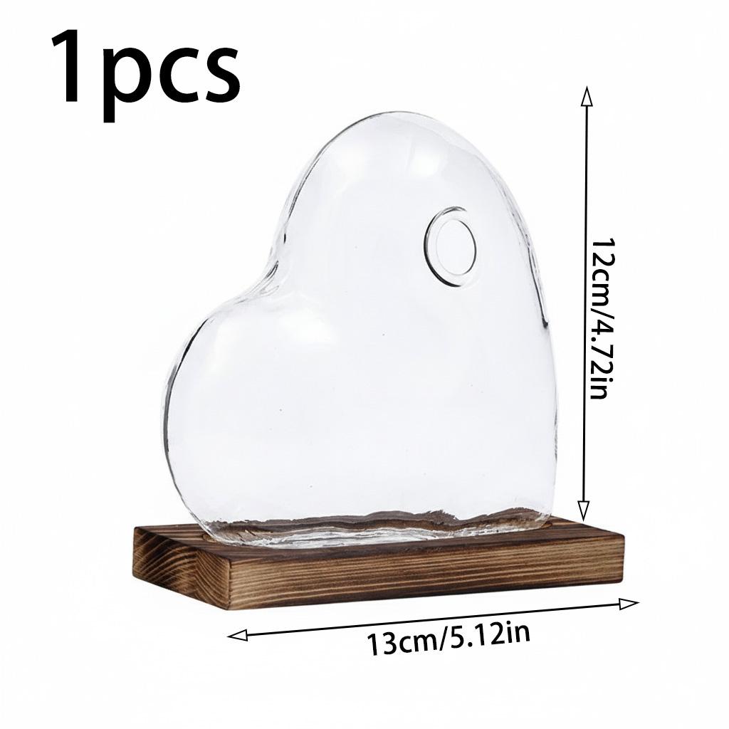 Nordic Style Glass Vase Heart Shape Design for Hydroponic Plants Desktop Decoration