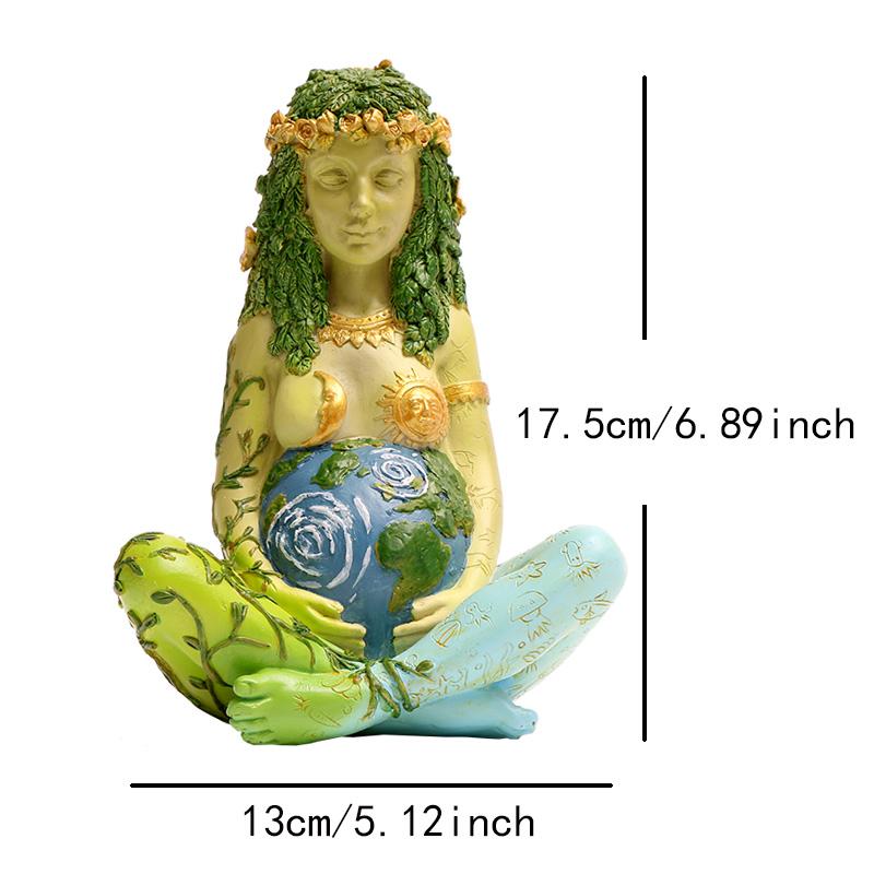 

1pc Vibrant Millennium Gaia Green Earth Goddess of Nature Statue - Colorful Cartoon Decor for Indoor Spaces - ABS Material, Vari