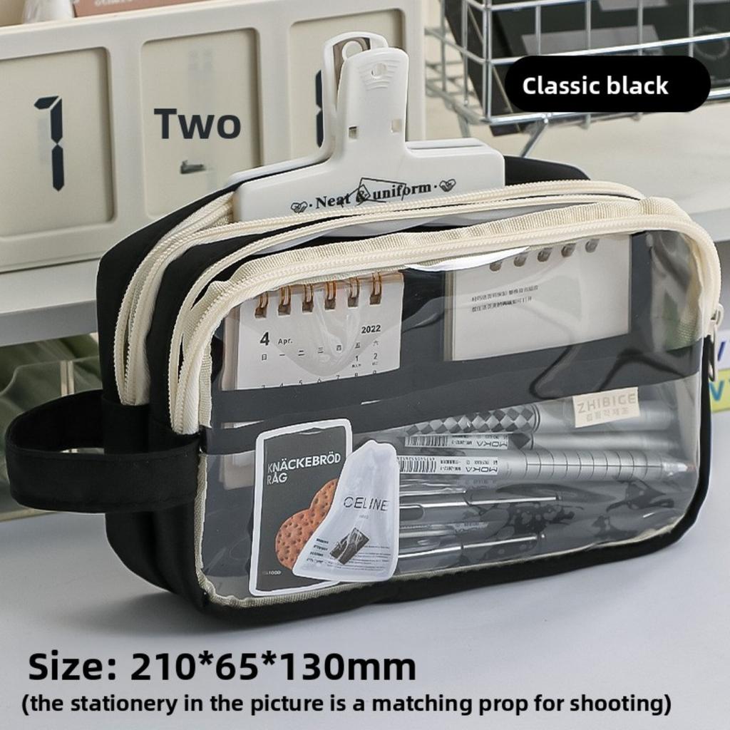 Trousse à crayons transparente de grande capacité pour filles, élèves de l'école élémentaire, sac à fournitures simple pour élèves du primaire et du secondaire