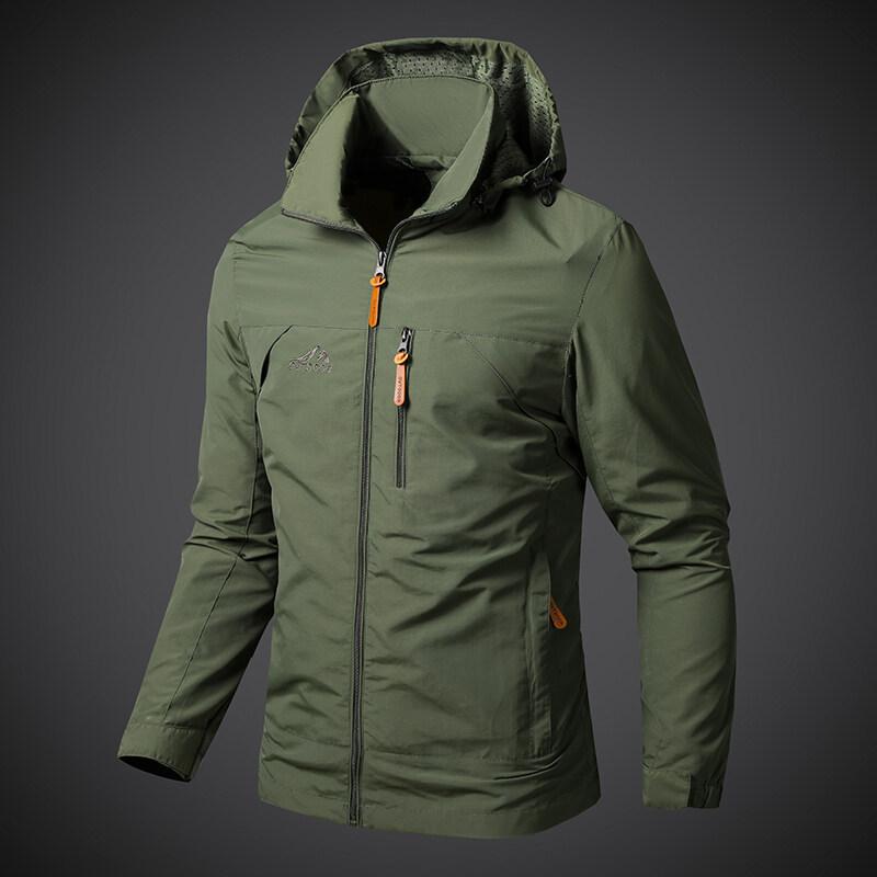 

Men s Spring and Autumn Plus Size Hooded Hundred Thin Coat Breathable Lightweight Zipper Section Outdoor Sports and Leisure Punching Coat Jacket 5XL