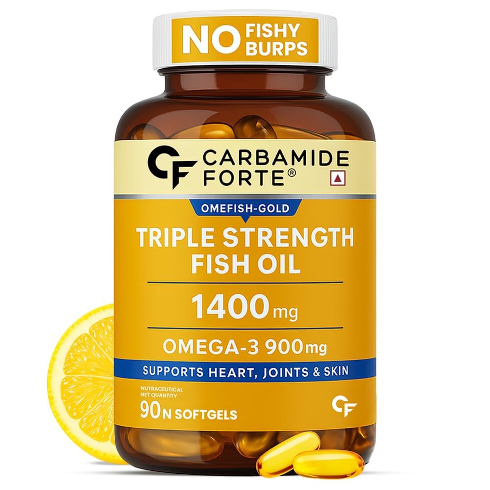 

Carbamide Forte Triple Strength Omega 3 Fish Oil Capsules 1400mg 90 Softgels Capsules For Heart, Joints & Skin