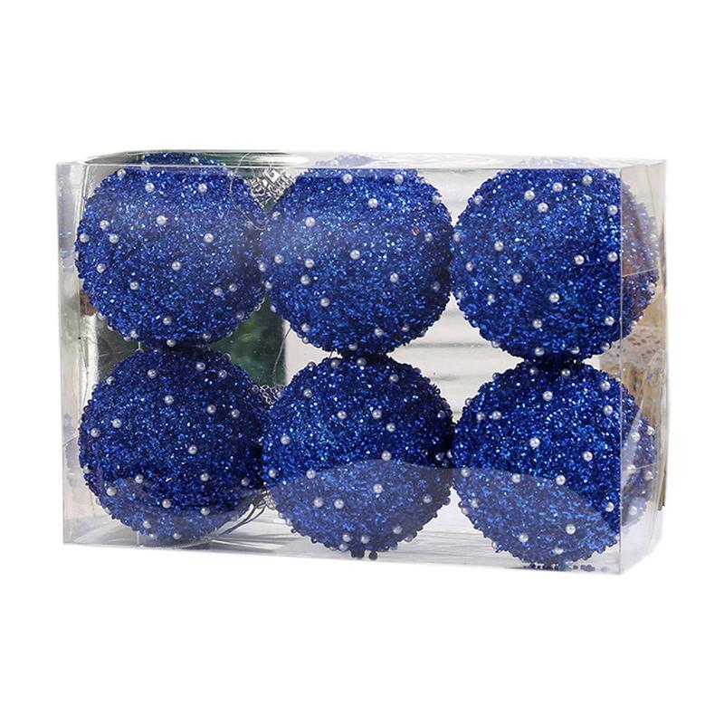 Good-8Cm/6PCS Pearl Diamond Sequin Christmas Ball Case Home Store Holiday Party Pendants Christmas Tree Hanging Decoration