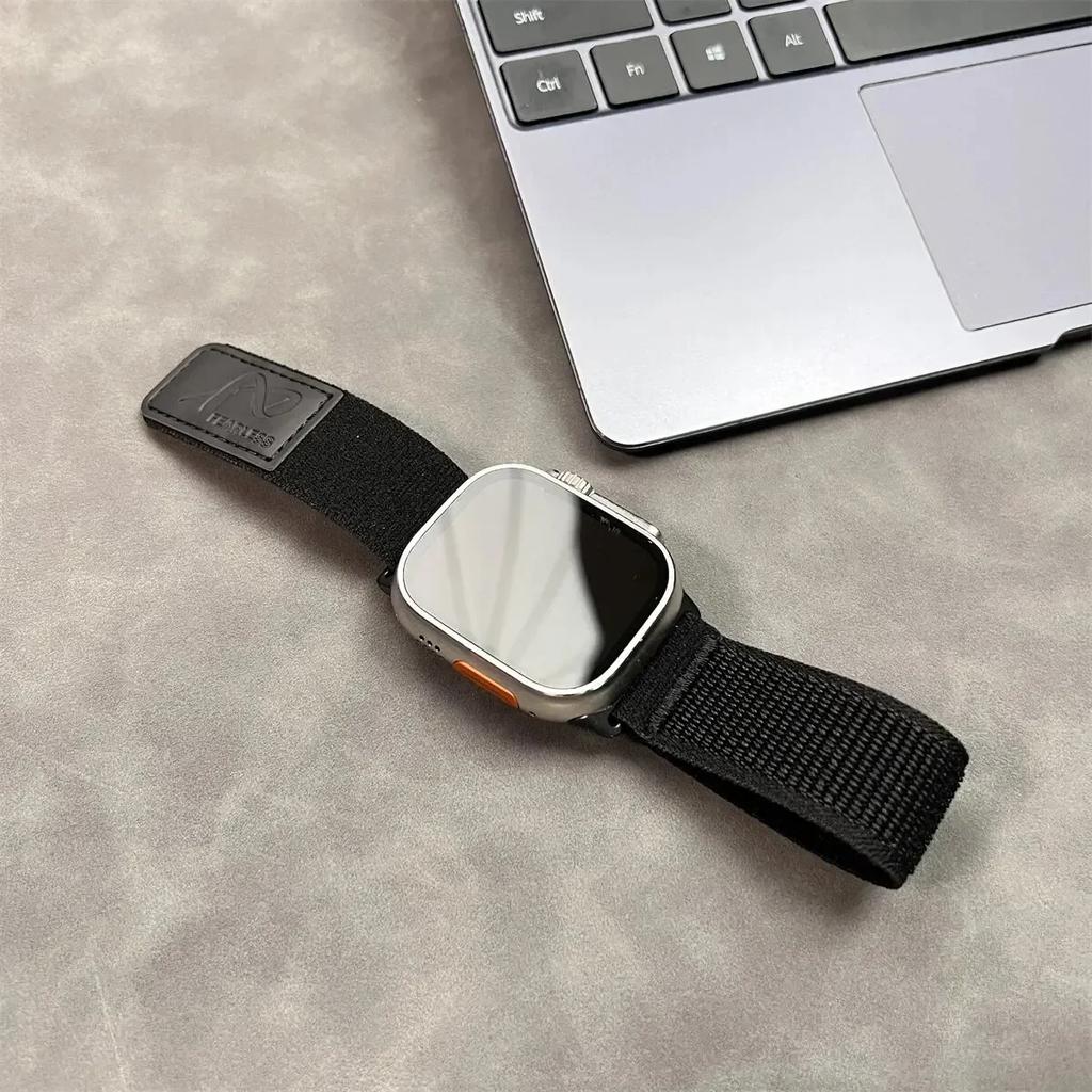 Nylon Leather Strap for Apple Watch Band Ultra 49mm 44mm 45mm 42mm 41mm 40 38mm Sport Watchband Iwatch Serise 9 8 7 6 5 Bracelet