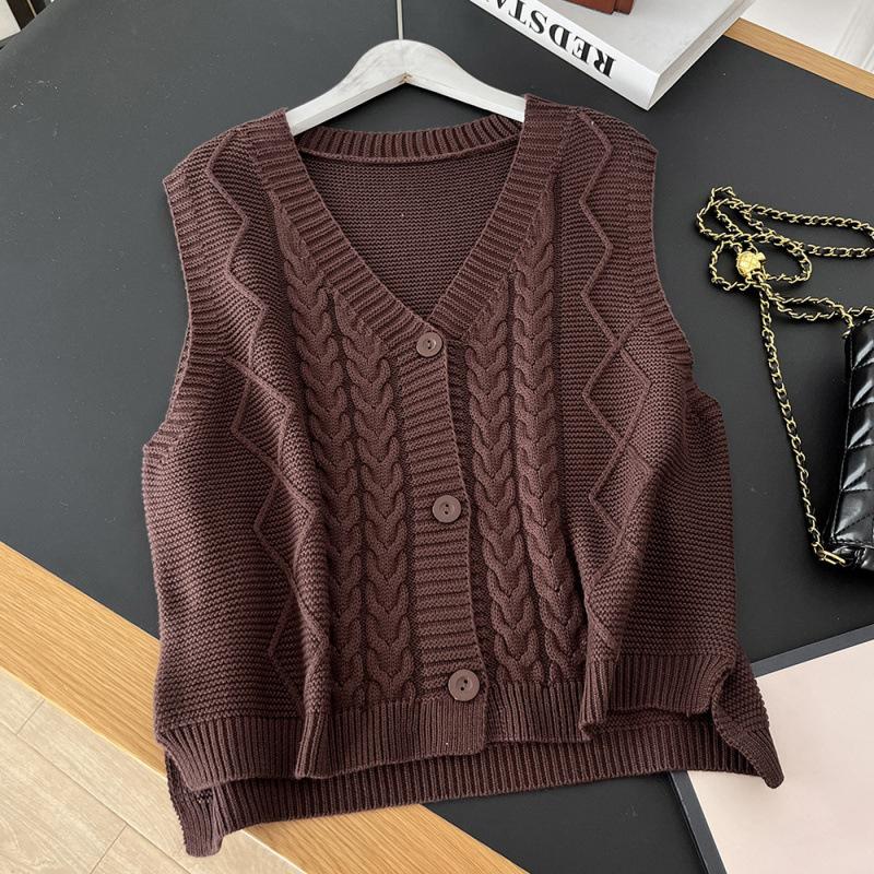 Women's Vest Knitted Vest Women's Outerwear Korean Version Solid Color Sweater Vest for Women