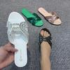 Fashion Slippers Women Luxury Rhiestone Ladies Flat Beach Shoes for Women Design Slide Female Slides Woman 2024 Summer Slipper Shoe