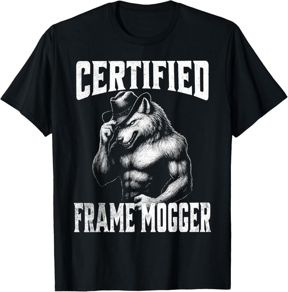 Frame Mogging – Funny Cringe Alpha Wolf Unisex T‑Shirt