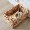 Handmade Woven Storage Box Handle Kitchen Sundry Organizer Laundry Basket Rectangular Closet Organizer Picnic Basket